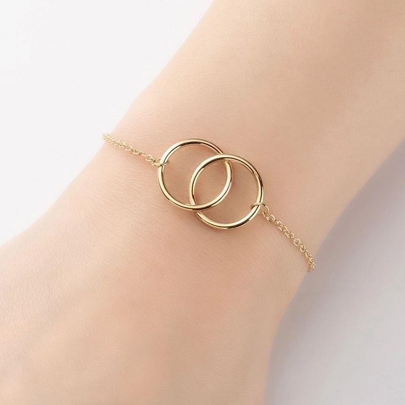 Casual Minimalist Classic Style Double Ring 201 Stainless Steel 18K Gold Plated Bracelets In Bulk