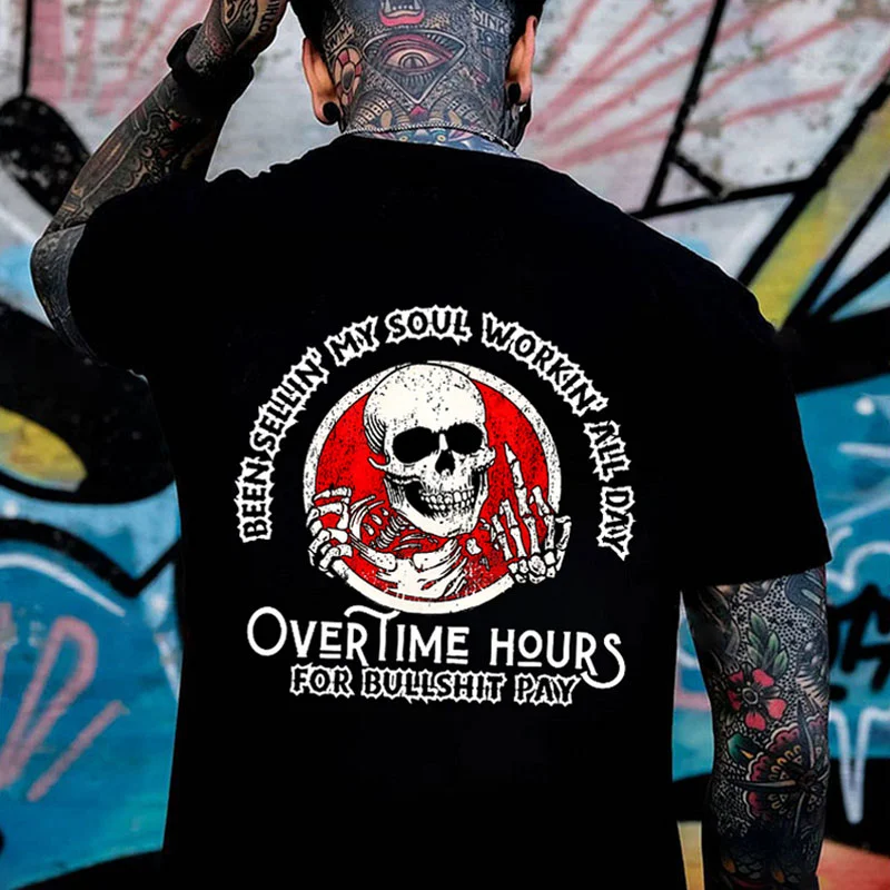 BEEN SELLIN' MY SOUL Skull Black Print T-Shirt