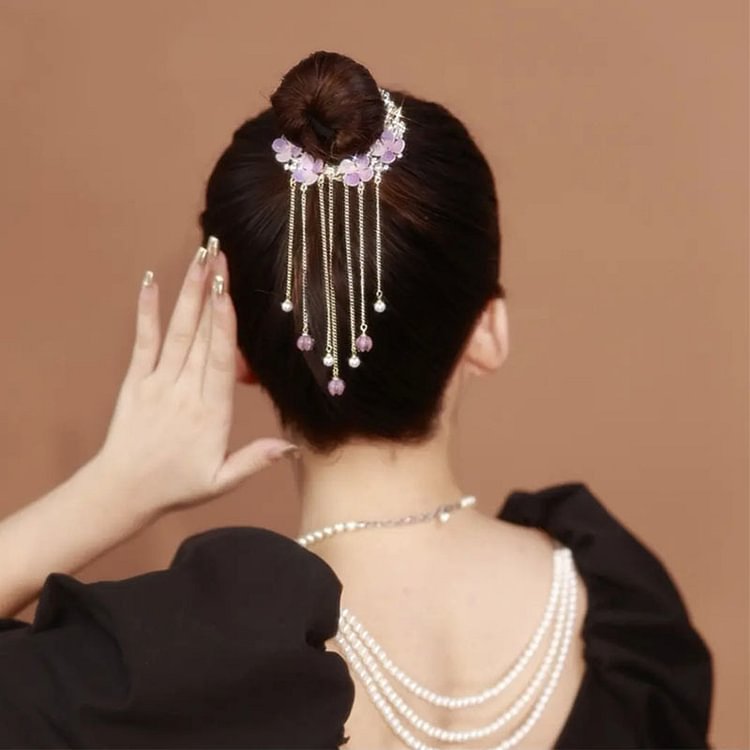 Purple Flower Tassel Hair Clip KERENTILA