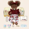 Silicone Realistic Newborn Caramel Skin Black Baby Girl Dolls 22 Inch For Gift 