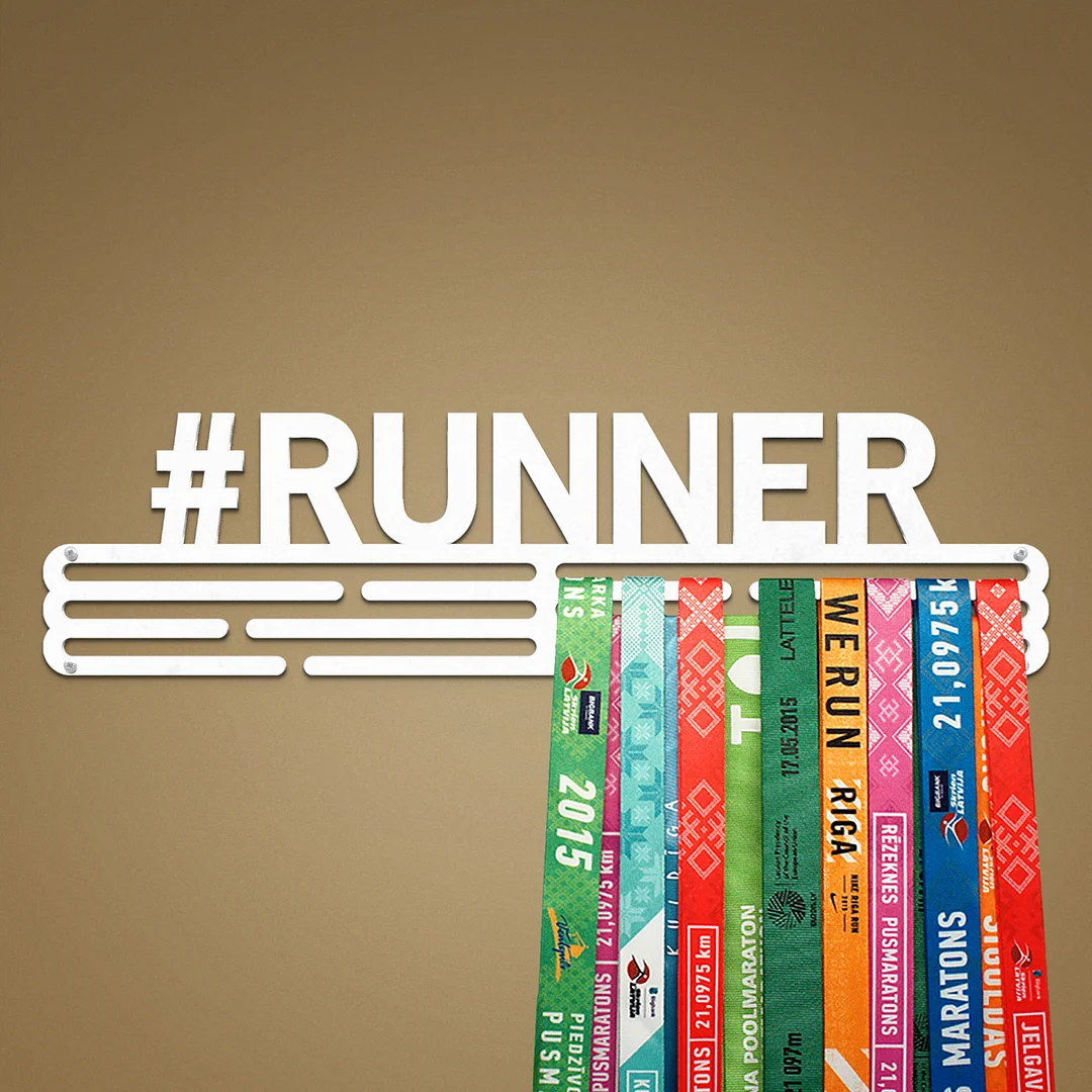 #RUNNER Medal Hanger Display – Powder coated (matte white) – Large / 430mm / 48 Medals