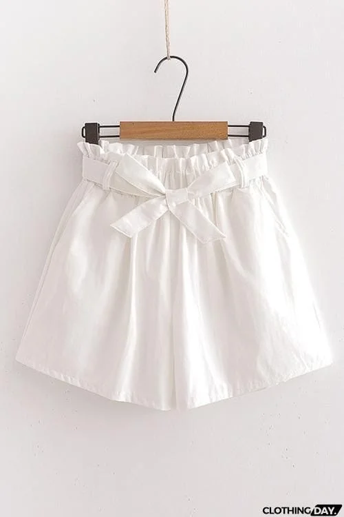 Bow Tie Elastic Waist Shorts