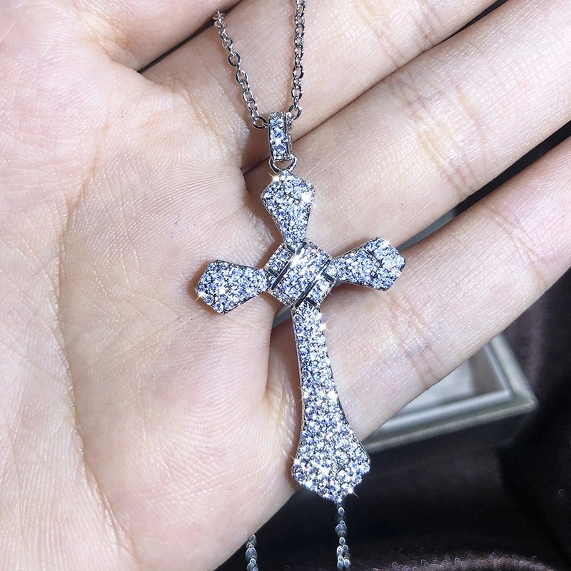 Copper Cable Chain Plating Cross Zircon Necklace