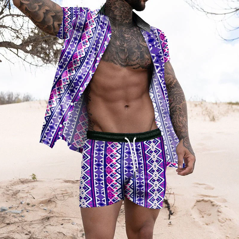 Men's Casual Printed Two Piece Set