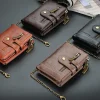 Portefeuille RFID pour homme avec cha&icirc;ne, porte-cartes r&eacute;tro &agrave; deux volets