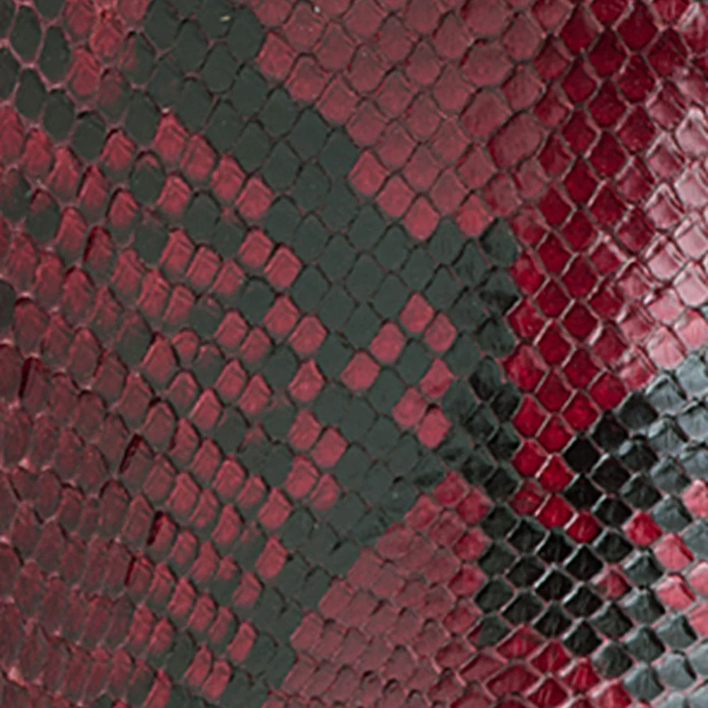 Burgundy Snip Toe Python Embossed Stitching Western Mid-Calf Boots