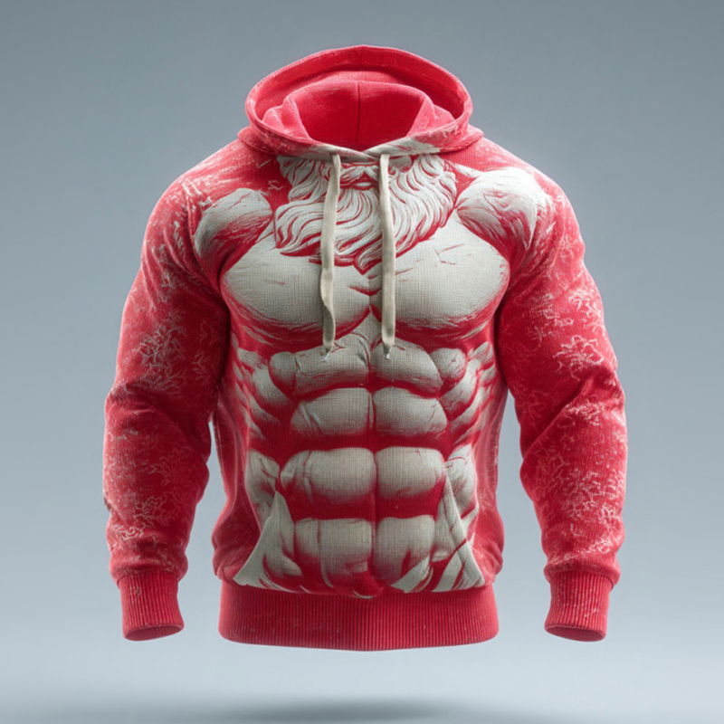 Men's Fun Christmas Santa Claus Muscle Hooded Sweatshirt elevenforest