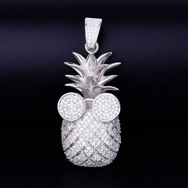 Pineapple Shape Necklace Pendant Men's Iced Out Hip Hop Jewelry-VESSFUL