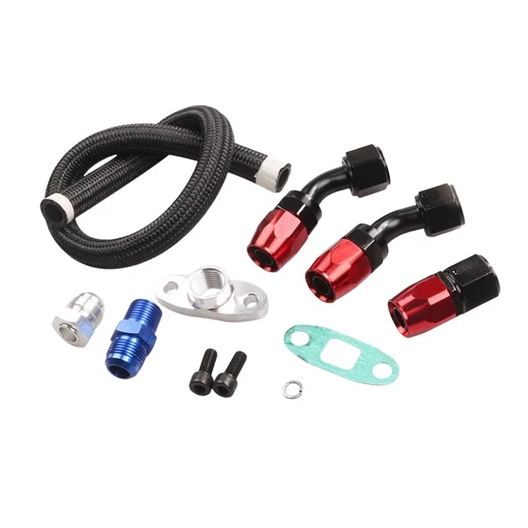 Car Accessories T3 T4 T04E T70 T60 T61 Turbo Oil Feed Line Oil Return Line Oil Drain Line Kit GT45 Turbocharger 10AN Fitting