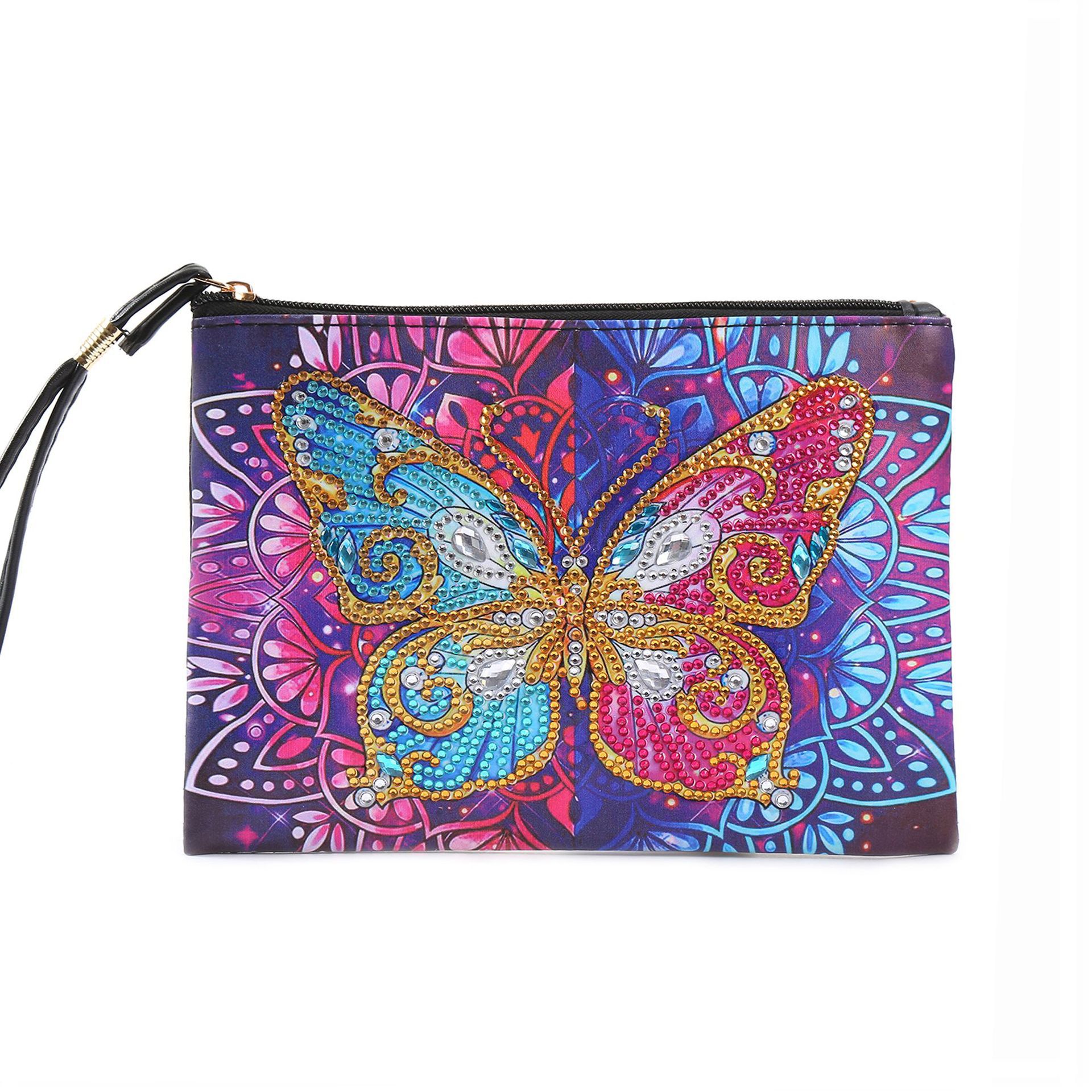 Foreign Trade Diamond Painted Butterfly Handbag Makeup Bag Handmade Diamond Art Craft Women's Mobile Phone Bag Handbag
