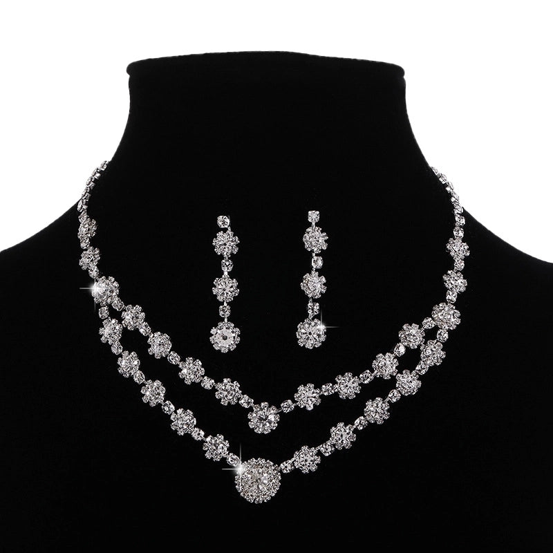 Copper IG Style Shiny Inlay Flower Rhinestones Jewelry Set