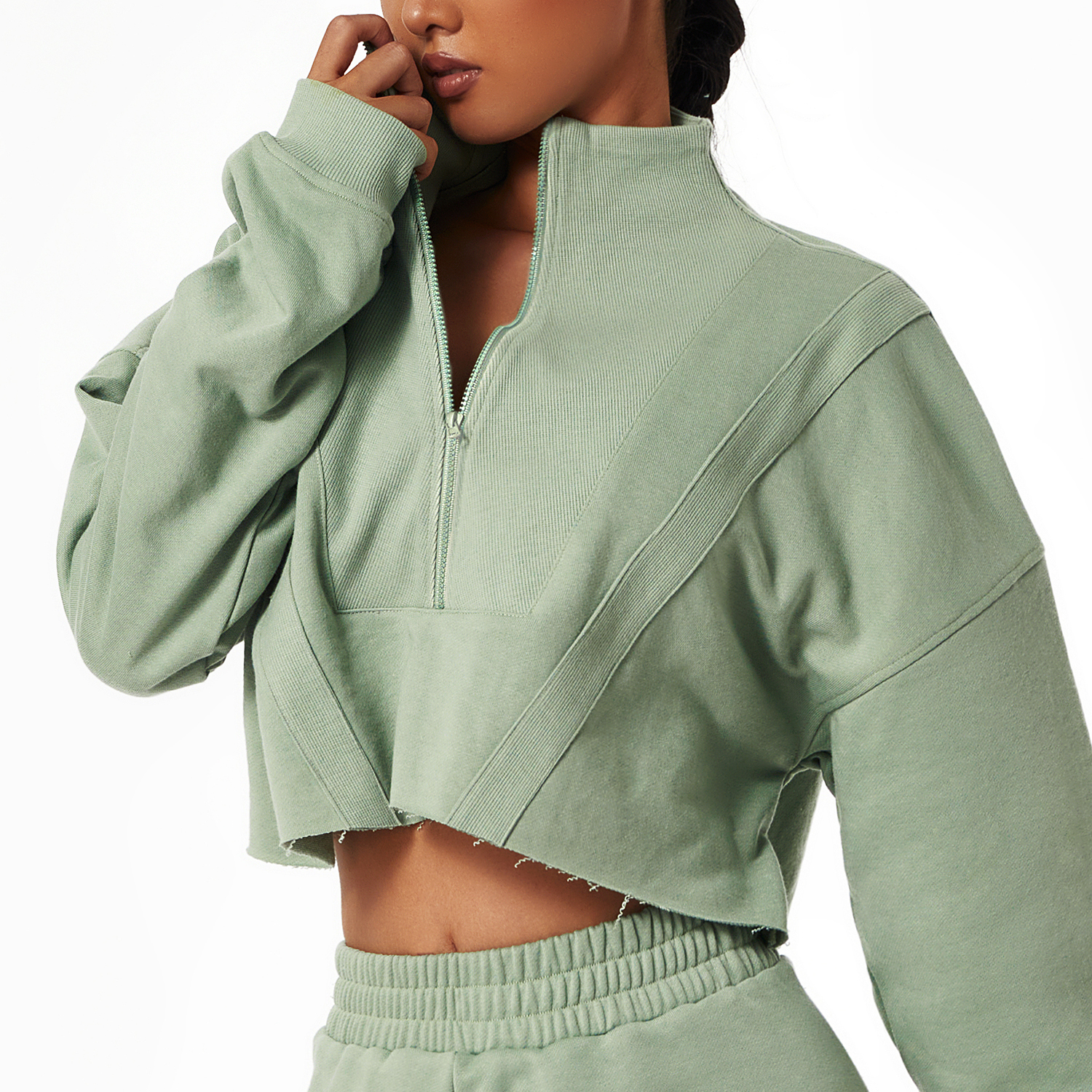 Women Half Zip Stand Collar Loose Casual Gym Sports Hoodies Sweatshirt