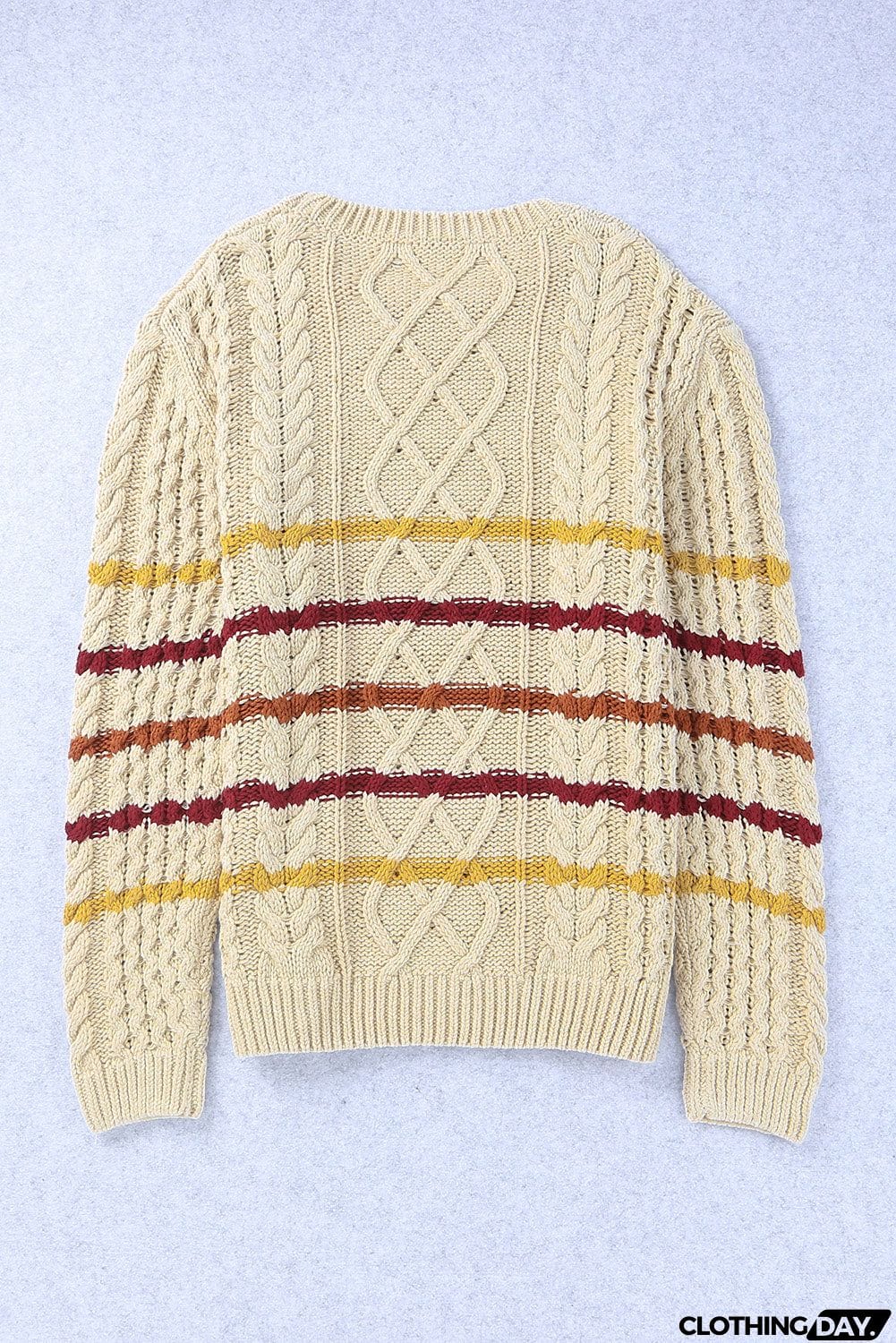 Striped Color Block Textured Knit Pullover Sweater