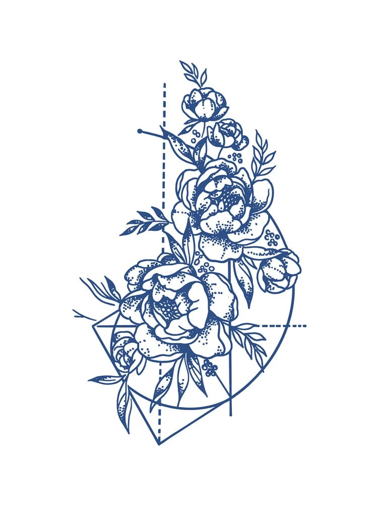 KT51-100 Semi-permanent herbal juice tattoo sticker flower arm clavicle non-reflective simulation tattoo big picture