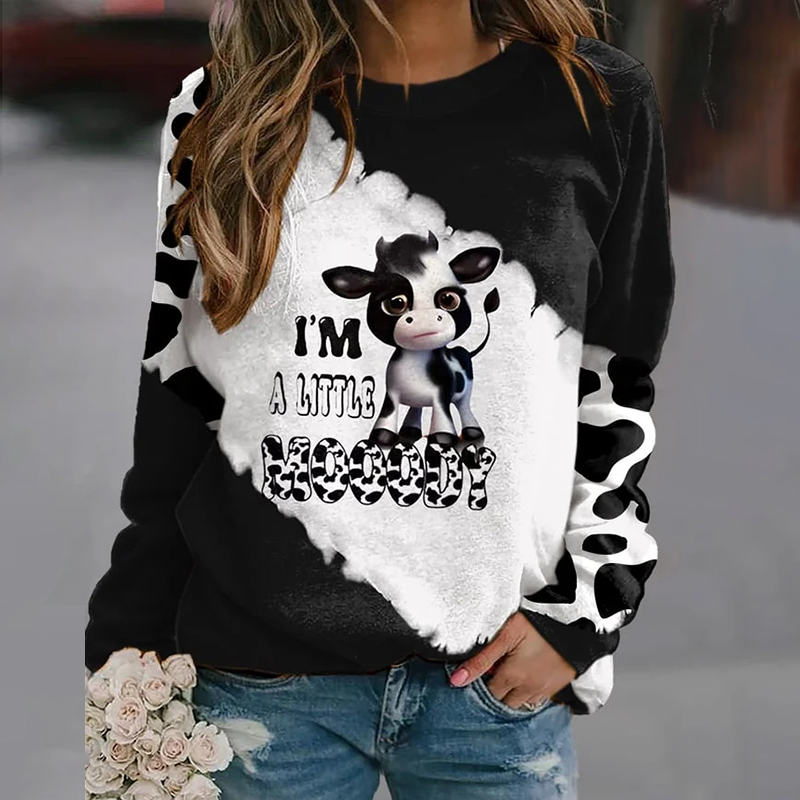 I'm A Little Mooody Calf Cow Crew Neck Sweatshirt wearshes