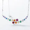  Colorful Lab Gemstones Rainbow Necklace 