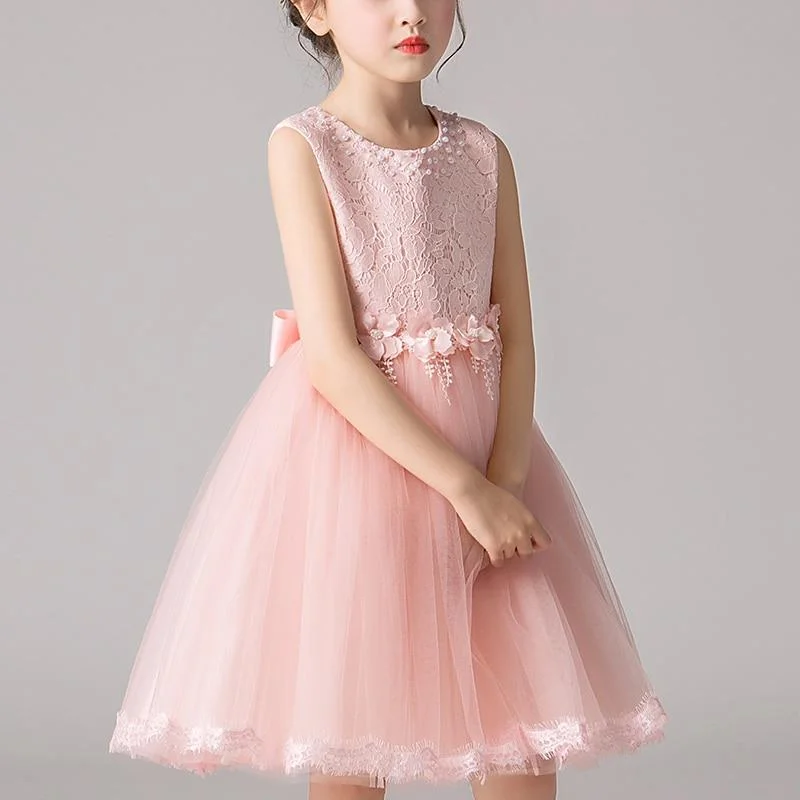 Kids Girls‘ Dress Wedding Party Clothes Flower Beading Gown Princess Summer Girls Frock Costumes Children's Elegant Dress