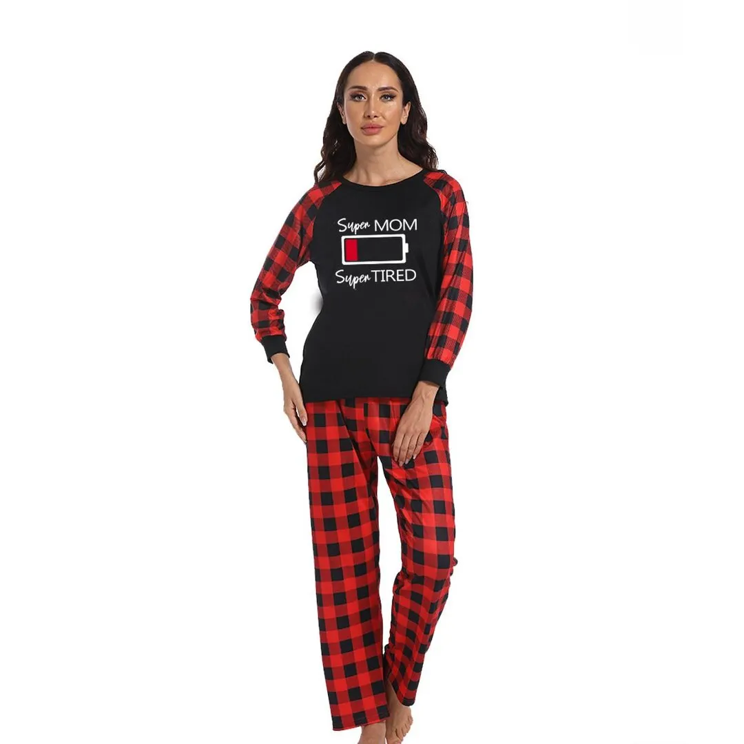 Christmas Battrery Lattice Family Matching Pajamas Sets