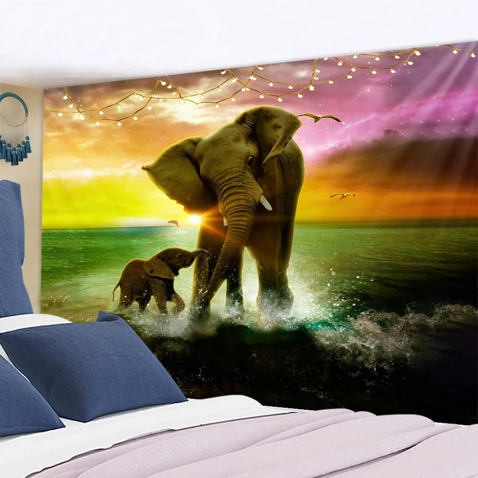 Elephant Indian Mandala Tapestry Starry Scenery Wall Hanging Bohemian Gypsy Psychedelic Tapiz Witchcraft Tapestry