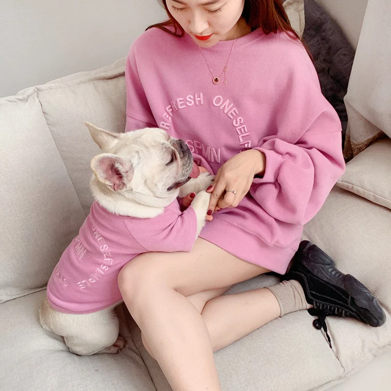 Matching Pet Owner Set for Pets Cat Dog Parent Long Sleeve Cozy Macaroon Color Sweatshirt Sweater Hoodie Mom and Pet Matching Outfit