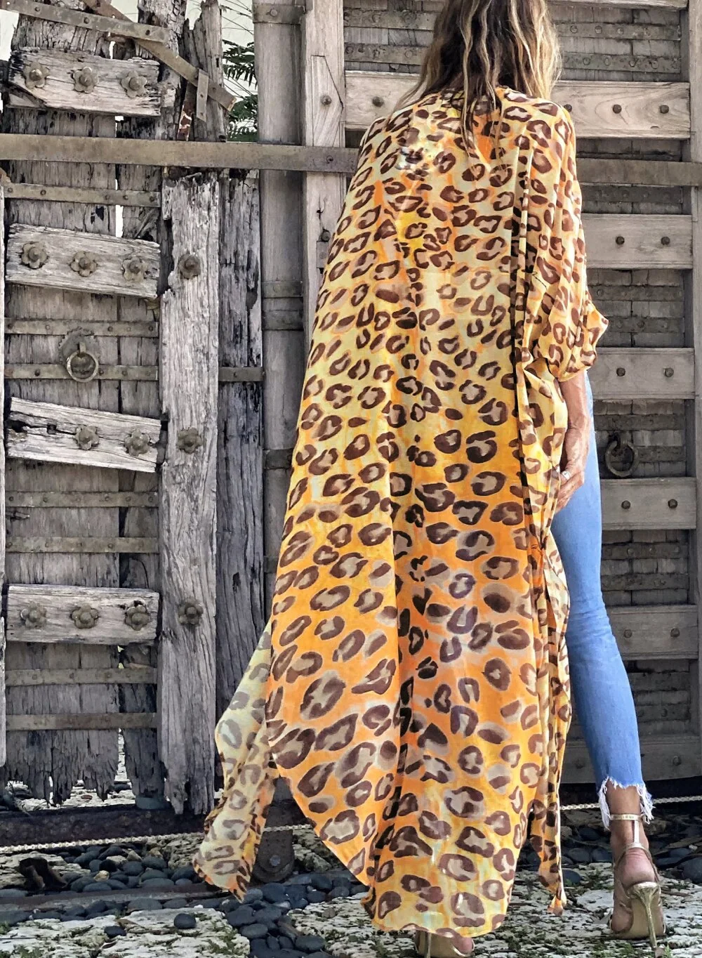 New Summer Boho Sexy Striped Chiffon Bathing Suit Cover-ups 2XL Beach Wear Kimono Dress For Women Summer Swimsuit Cover Up