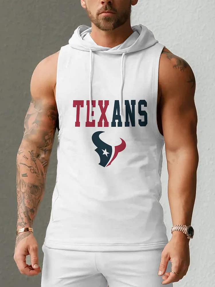 Houston Texans Men's  Casual Comfy Sleeveless Hooded Tank Top