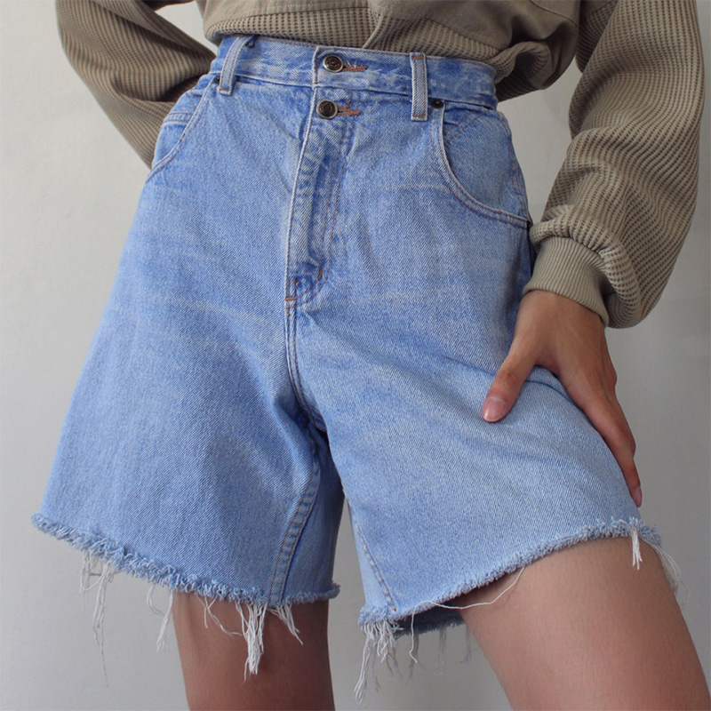 Vintage Casual Loose Denim Shorts / [blueesa] /