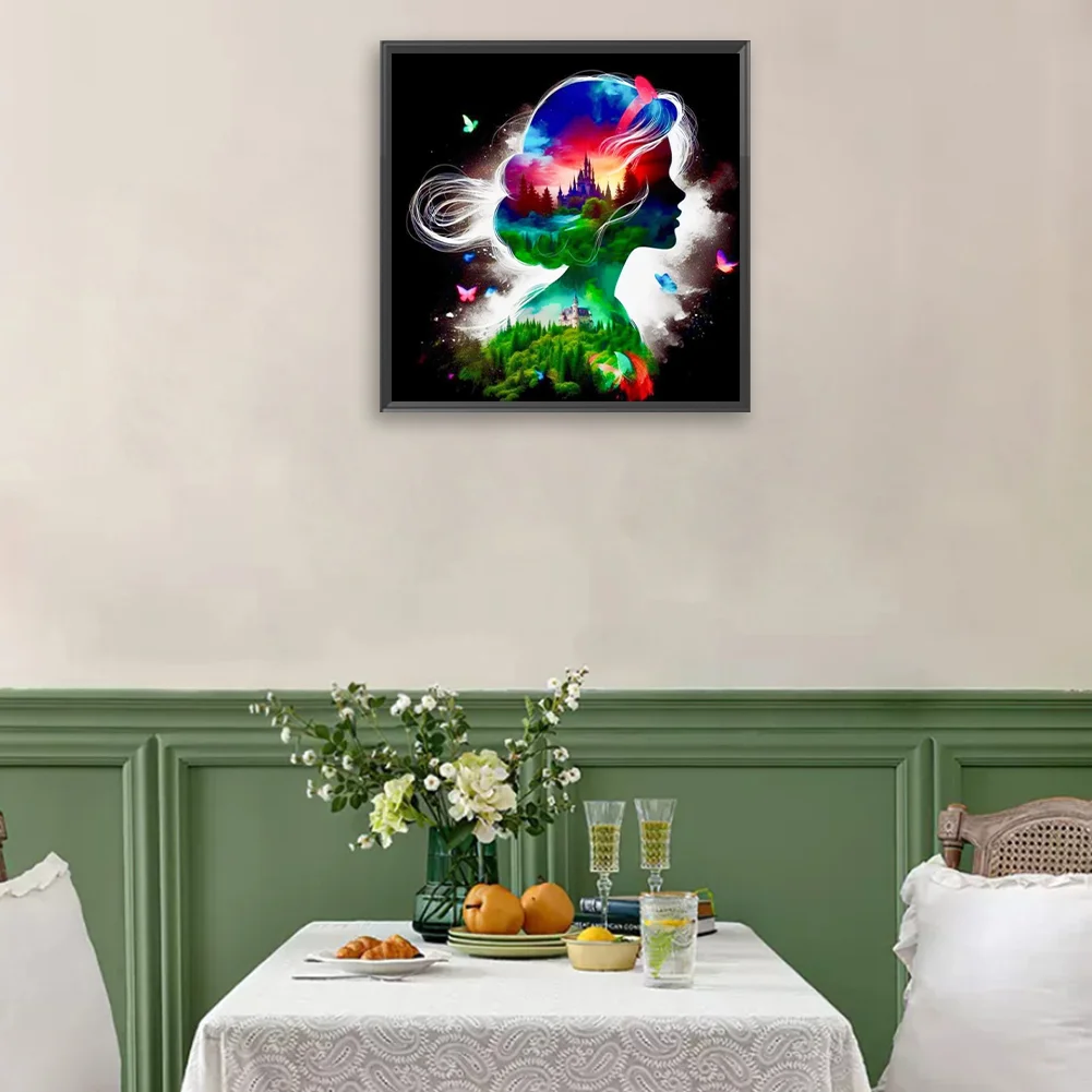 Diamond Painting - Full Square Drill - Princess Forest Silhouette(Canvas|35*35cm)