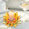 Peinture en diamant en 5D DIY d&eacute;coration acrylique de bureau, bougeoirs fleurs, d&eacute;coleur de bureau maison faite main pour adultes d&eacute;butants (Lotus jaune)