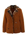 Velvet Colorblock Plaid Jacket Coat