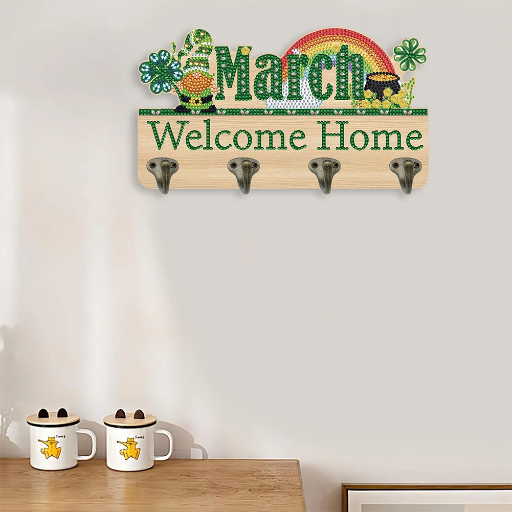 DIY Wooden Calendar March DIY Diamond Art Craft Wall Hooks for Beginners Adults