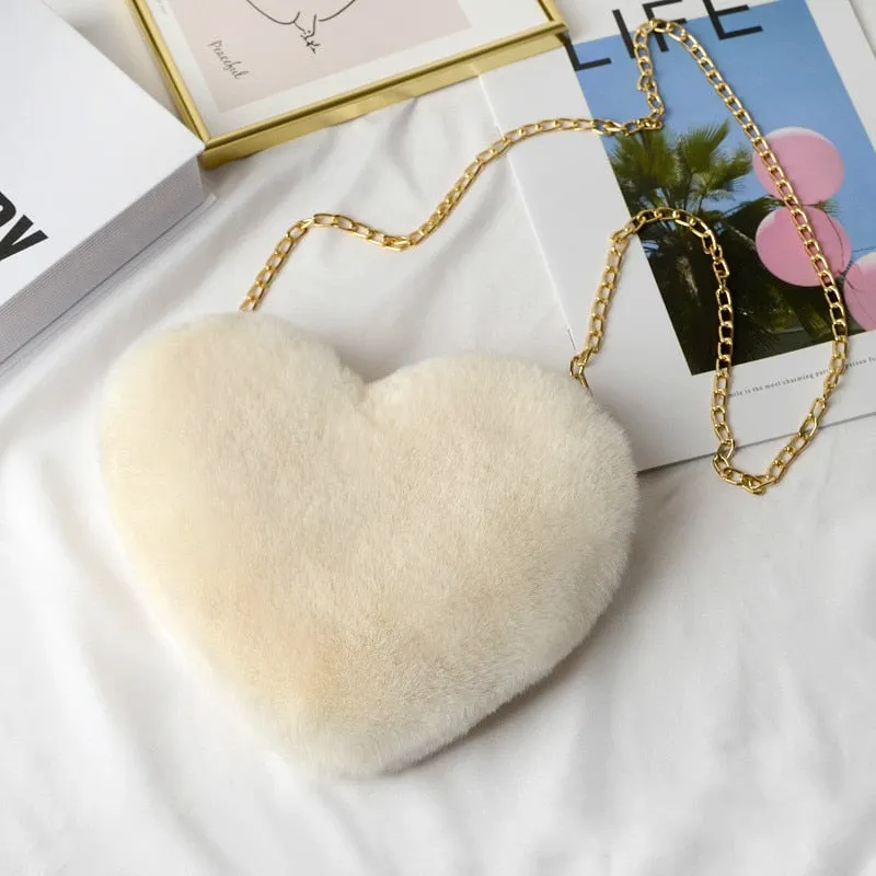 2021 Faux Fur Winter Women Shoulder Crossbody Bag Fashion Square Shaped Bag Female Chain Winter Warm Messenger Bag Plush Handbag
