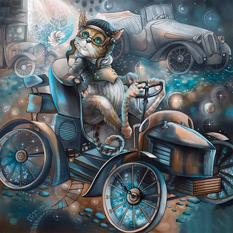 Steampunk Cat And Owl 40*40CM (Canvas) Full Round Drill Diamond Painting gbfke