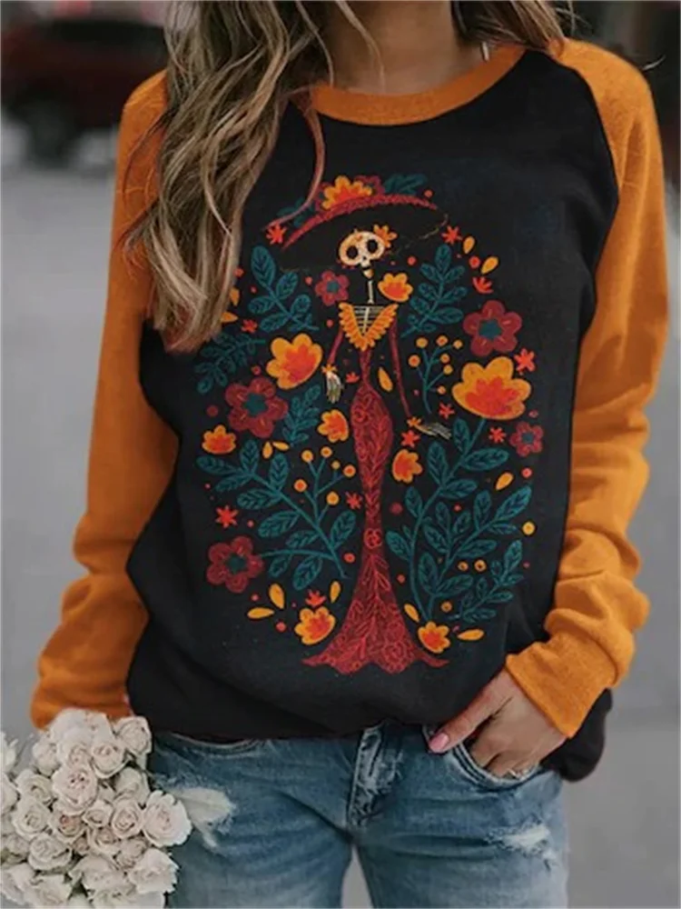 Vefave Mexican Day Of The Dead Inspired Sweatshirt