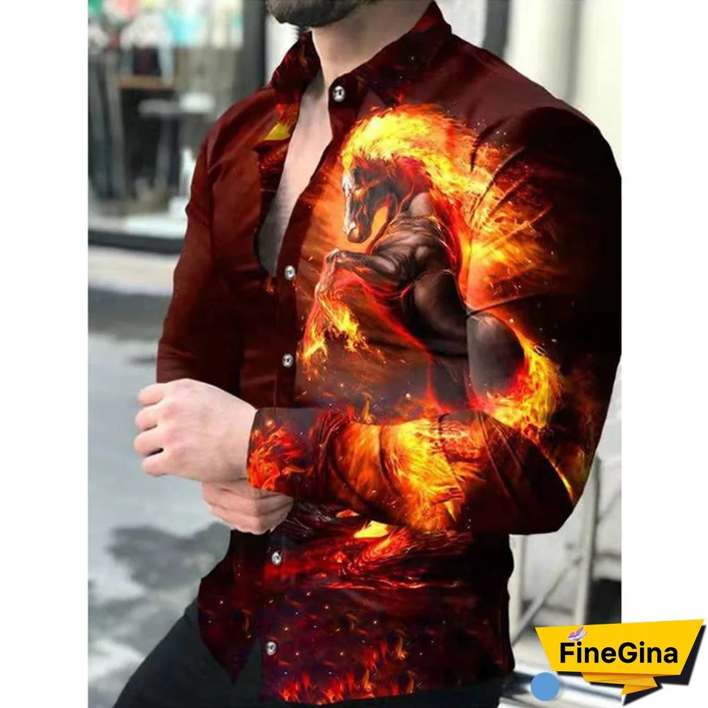 Spring European and American New Style Shirt Men's Long-sleeved Animal Print Shirt Fashion Cardigan