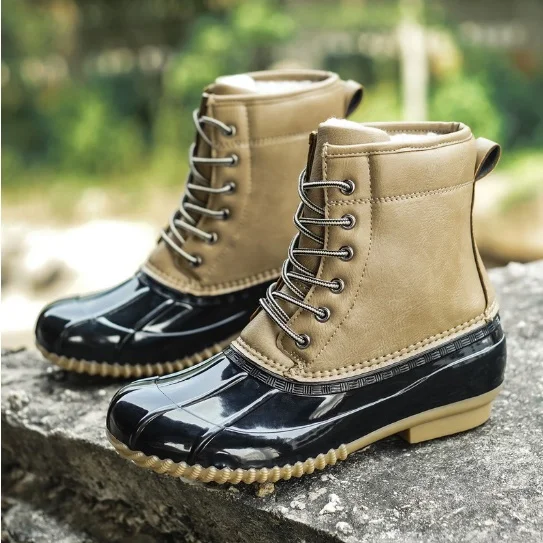 Women Waterproof Lace Up Duck Boots