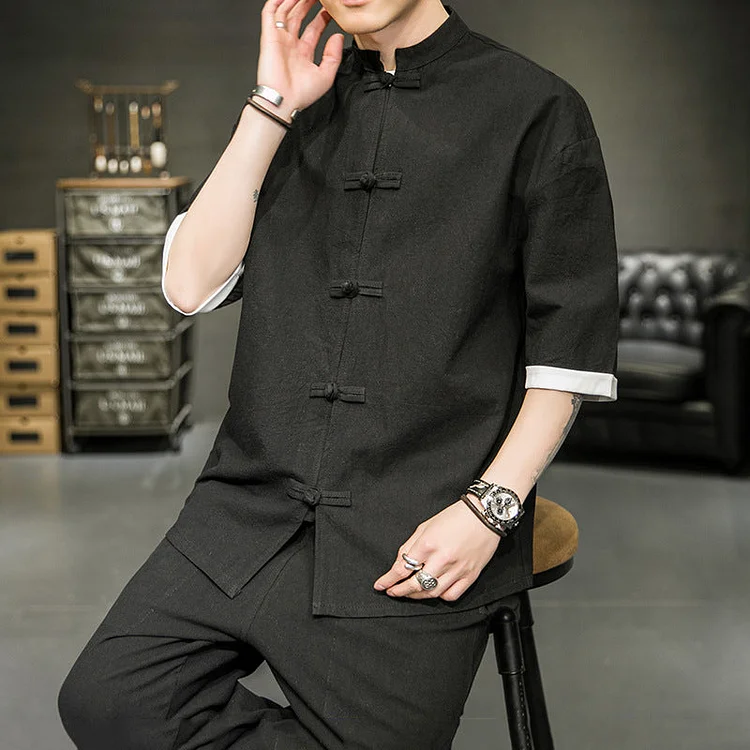 Men's T-shirt Solid Color Shirt Cardigan