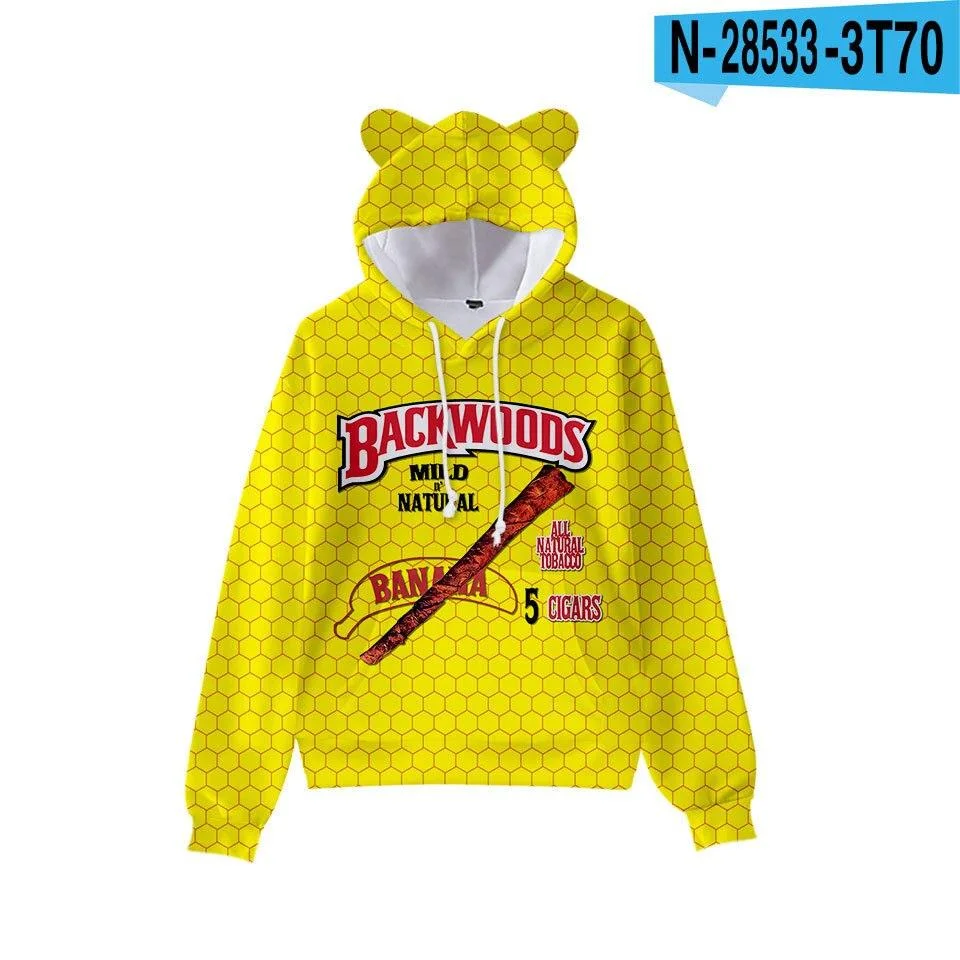 women backwoods Hoodie Girls backwood shirt Cartoon Element Cat ears Hoodie Personality Casual Children Long sleeved Pullover