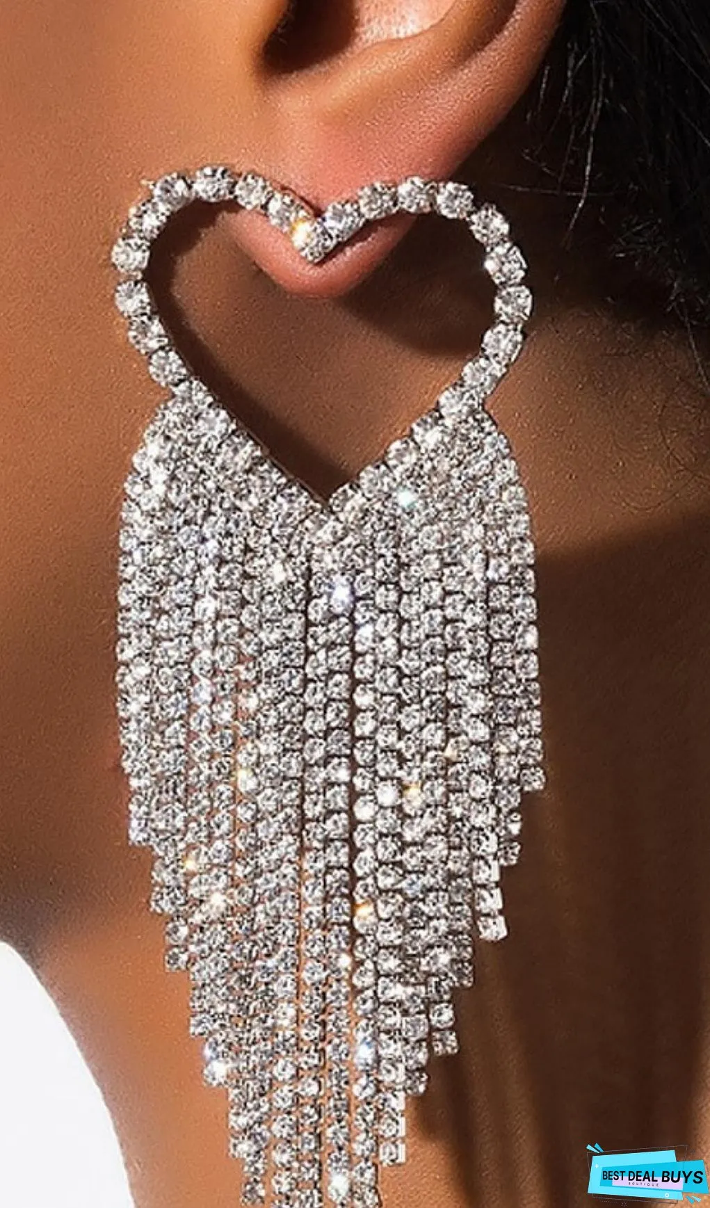 Sliver RhineStone Tassel Earrings