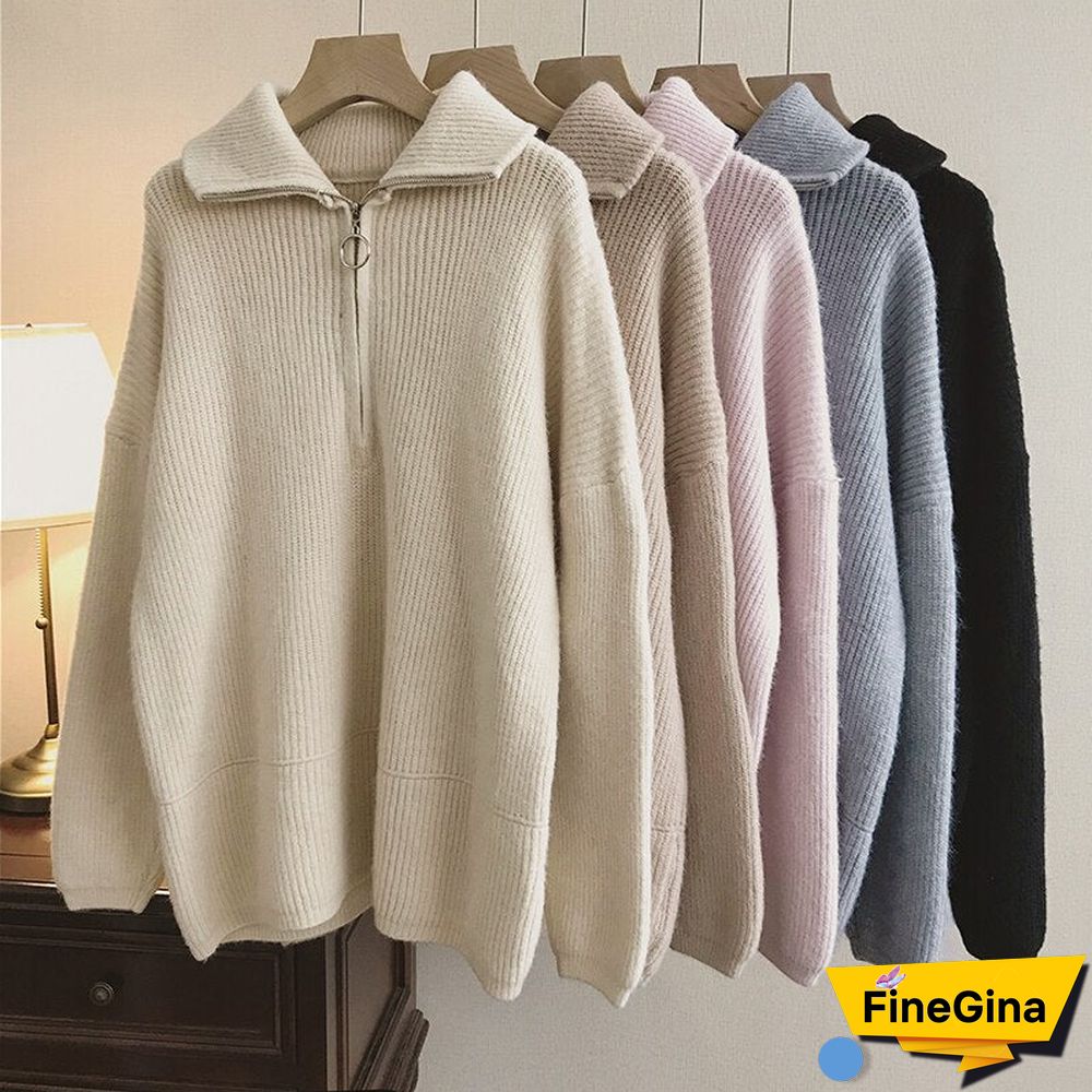 Sweater For Women Autumn New Pullover Women Zipper Korean Fashion Knitted Oversize Sweaters Knitwear Thick Women'S Turtleneck