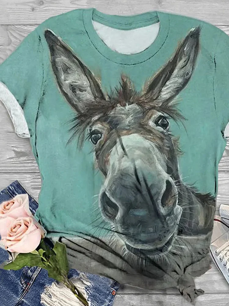 Funny Donkey Print Comfy T Shirt