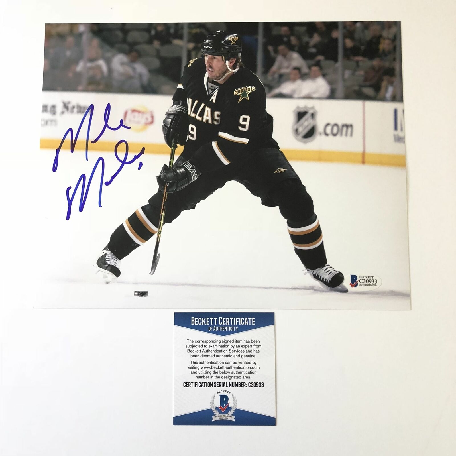 Mike Modano signed 8x10 Photo Poster painting BAS Beckett Dallas Stars Autographed