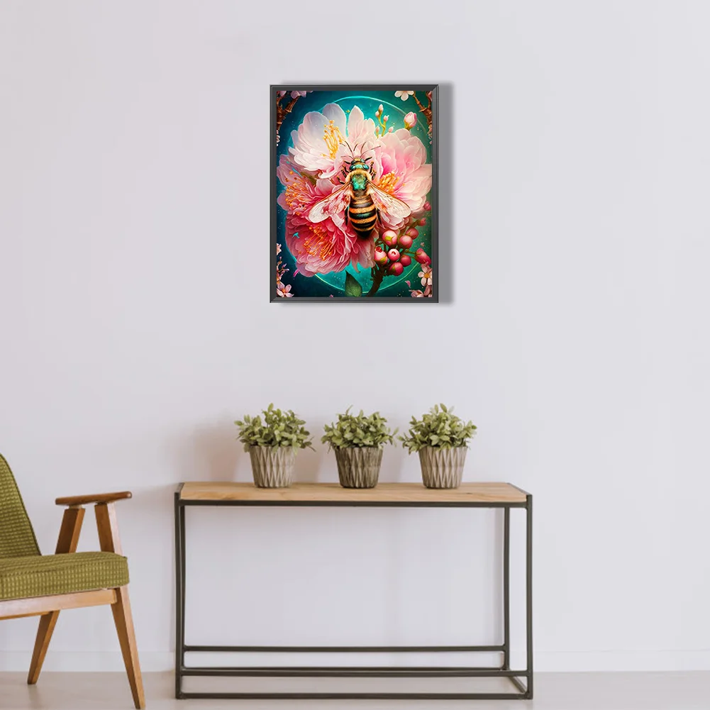 Full Round Diamond Painting 30*40cm - Flower Bee