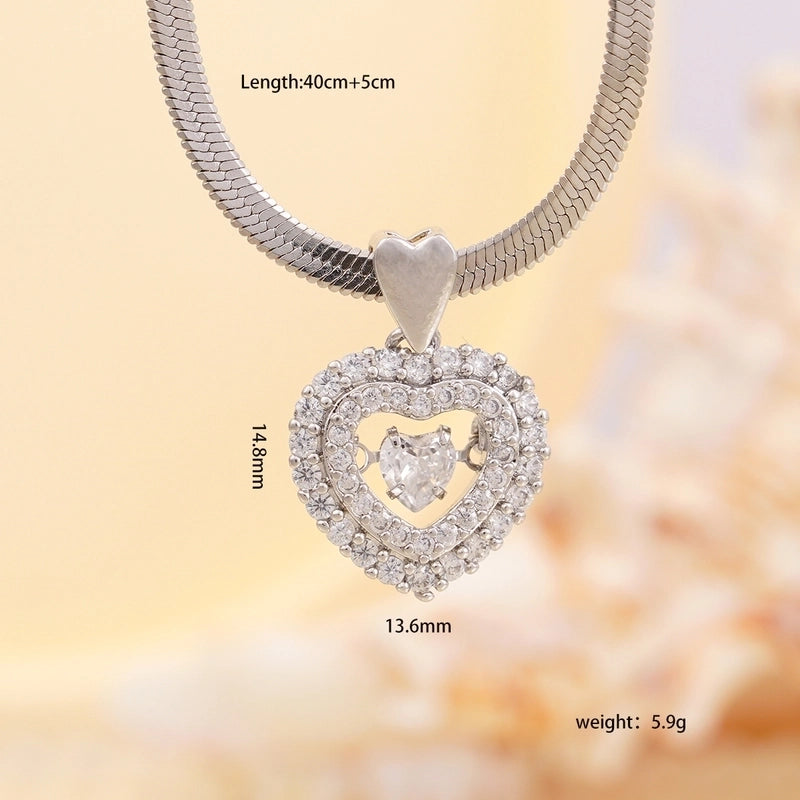 Elegant Classic Style Heart Shape Lock 304 Stainless Steel Copper Zircon Pendant Necklace