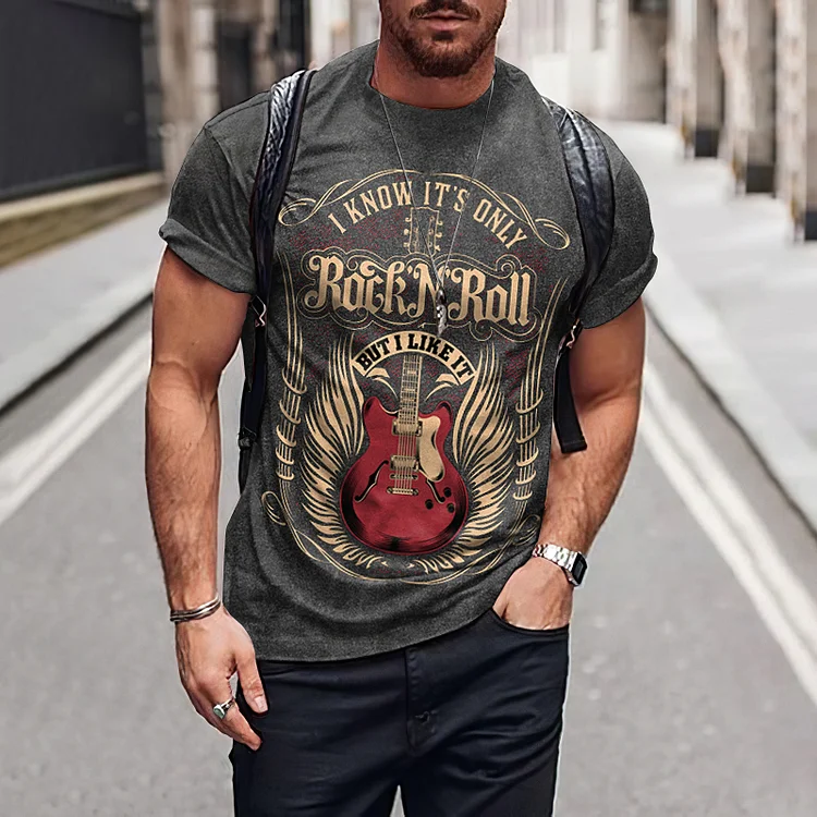I Know It'S Only Rock Roll But I Like It Guitar Print T-Shirt