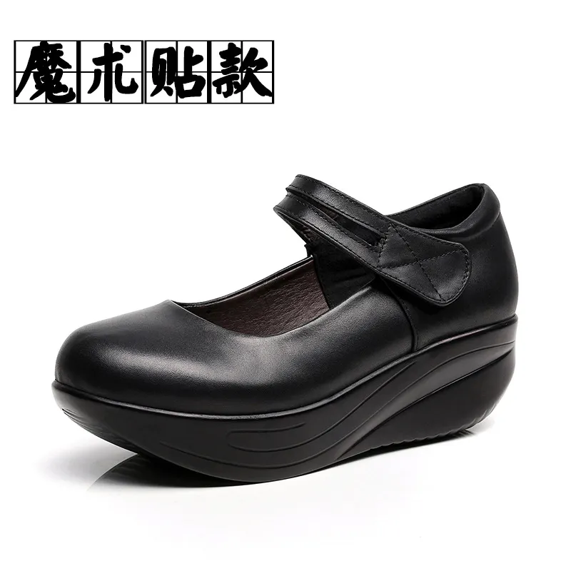 Breakj Breakj Head Shallow Mouth National Wind Shake Shoes Slope And Waterproof Table Women's Shoes Thick-Soled Loose Pastry Shoes Magic Stick Comfortable Single Shoes