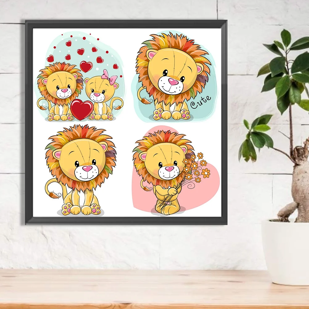 Full Round Diamond Painting 30*30cm - Cartoon Little Lion