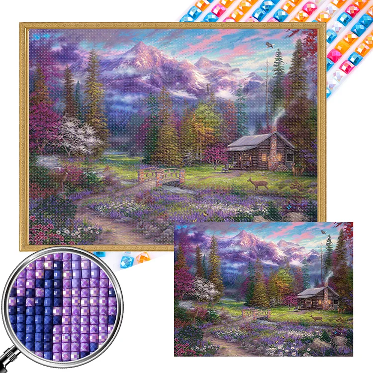 Purple Hut - Full Square Drill Diamond Painting - 40*30CM(Picture)