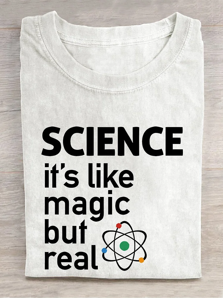 Pupiloves Pupiloves  Funny Science It's Like Magic But Real Casual Print T-shirt