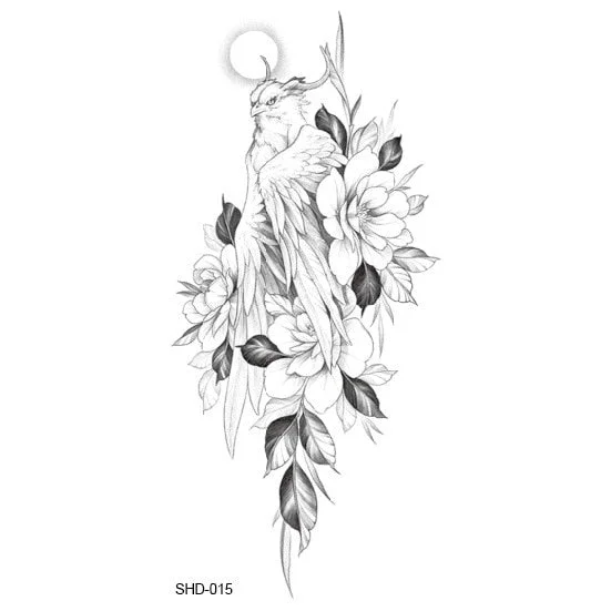 Waterproof Temporary Tattoo Black Sketchs Flowers Animal Tattoo Stickers Flash Fake Body Tattoos for Women tatuajes temporales